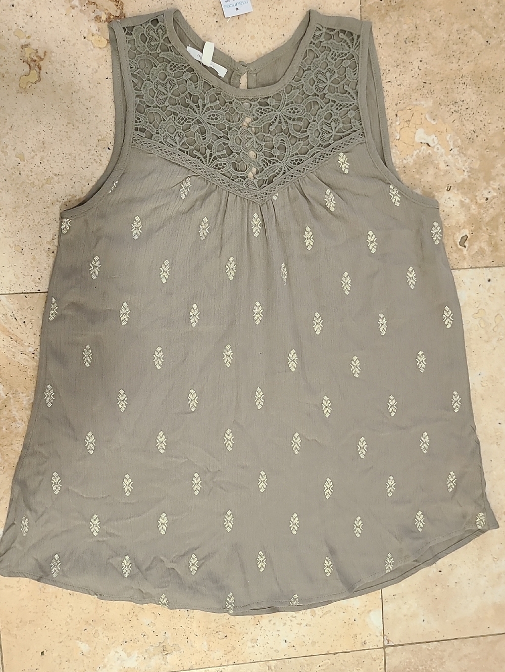 Maurices Olive Lace Yoke Sleeveless Camisole